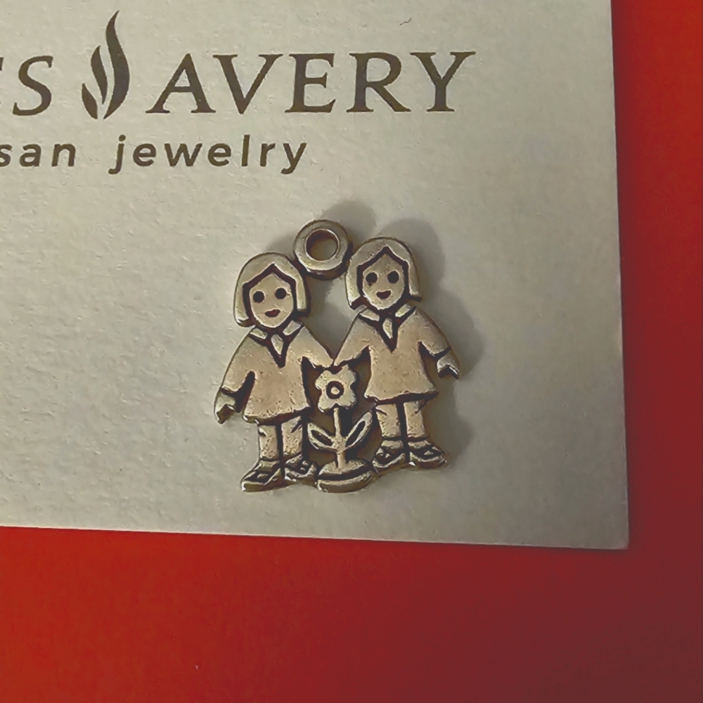 Retired James Avery Girl and Girl Sterling Silver Charm